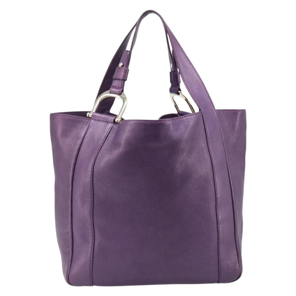 GUCCI Tote Bag Leather Purple Gold 257051 Auth 211407V