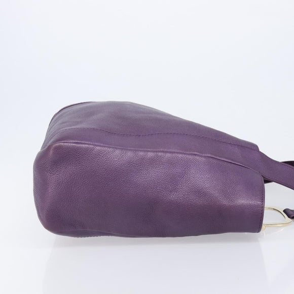 GUCCI Tote Bag Leather Purple Gold 257051 Auth 211407V