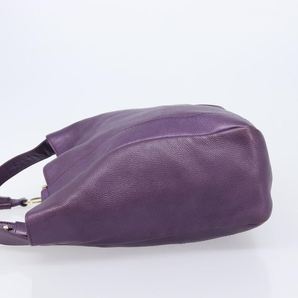 GUCCI Tote Bag Leather Purple Gold 257051 Auth 211407V