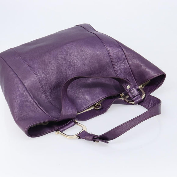 GUCCI Tote Bag Leather Purple Gold 257051 Auth 211407V
