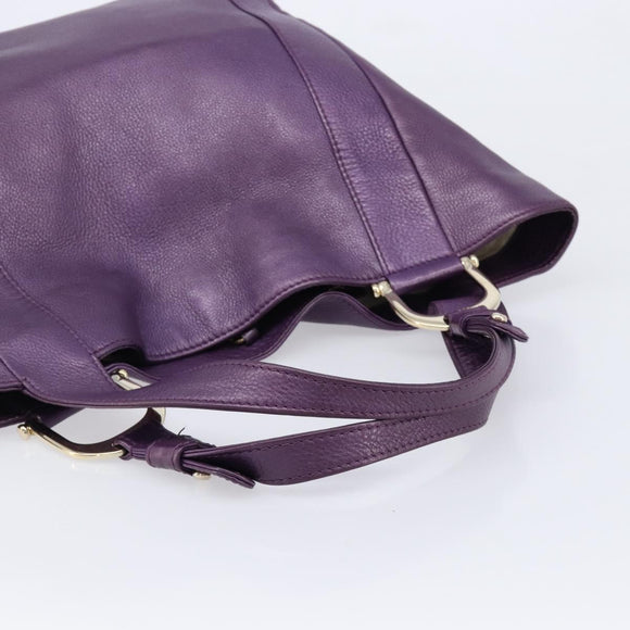 GUCCI Tote Bag Leather Purple Gold 257051 Auth 211407V