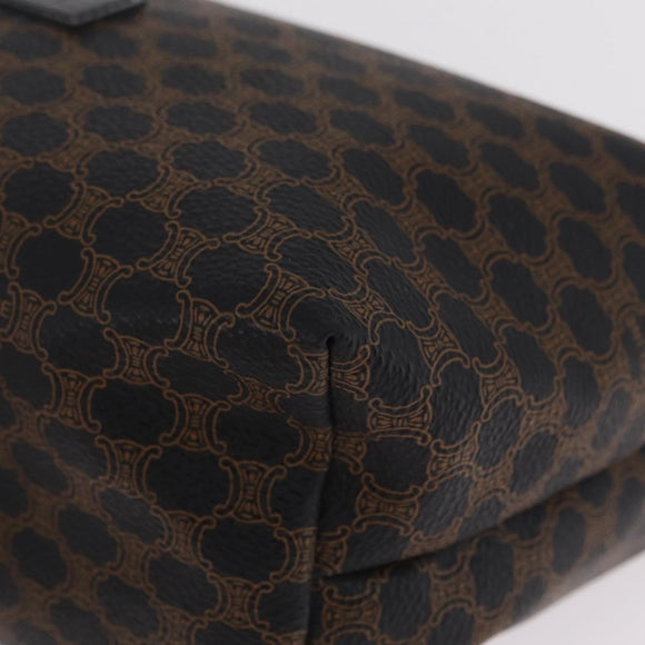 CELINE Macadam Canvas Hand Bag PVC Black Gold Auth 211415V