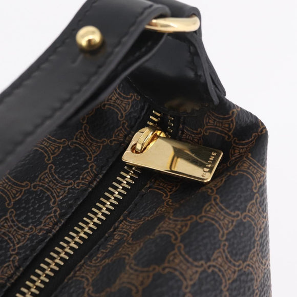 CELINE Macadam Canvas Hand Bag PVC Black Gold Auth 211415V