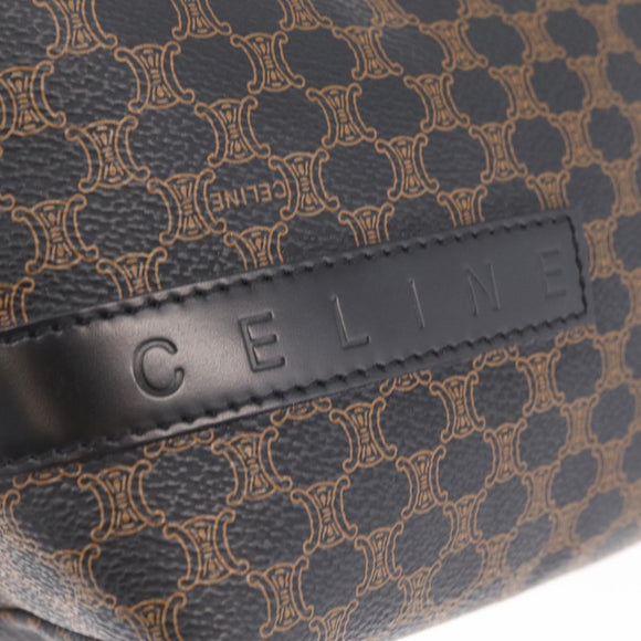 CELINE Macadam Canvas Hand Bag PVC Black Gold Auth 211415V