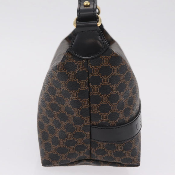 CELINE Macadam Canvas Hand Bag PVC Black Gold Auth 211415V