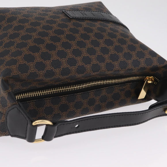CELINE Macadam Canvas Hand Bag PVC Black Gold Auth 211415V