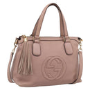 GUCCI Soho Hand Bag Leather 2way Pink Gold 308362 Auth 211417V-1