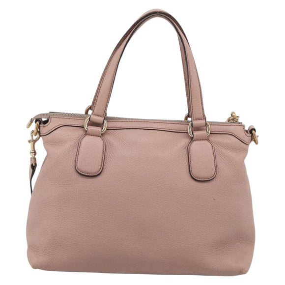 GUCCI Soho Hand Bag Leather 2way Pink Gold 308362 Auth 211417V