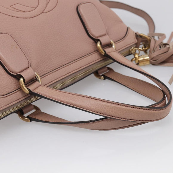 GUCCI Soho Hand Bag Leather 2way Pink Gold 308362 Auth 211417V