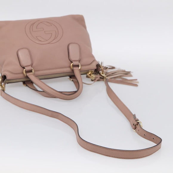 GUCCI Soho Hand Bag Leather 2way Pink Gold 308362 Auth 211417V