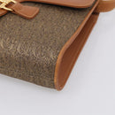 GUCCI Horsebit Shoulder Bag Canvas Beige Gold Auth 211419-10
