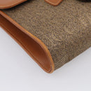 GUCCI Horsebit Shoulder Bag Canvas Beige Gold Auth 211419-11