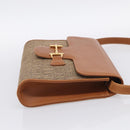 GUCCI Horsebit Shoulder Bag Canvas Beige Gold Auth 211419-5