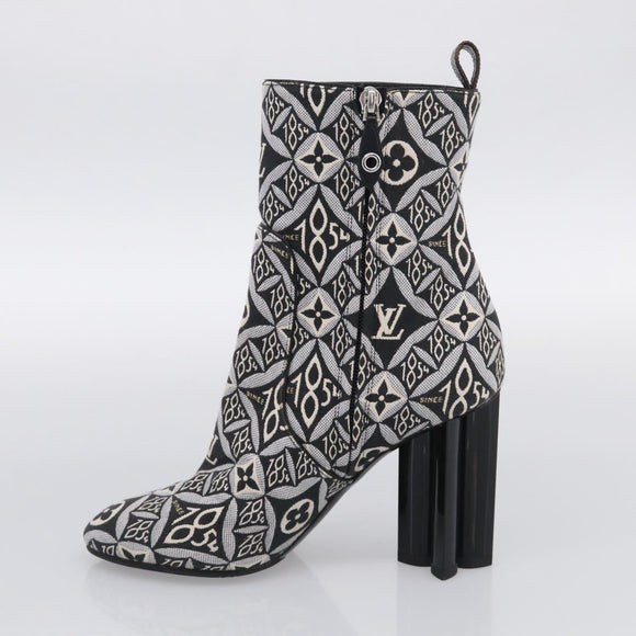 LOUIS VUITTON Pre Owned 1854 Print Silhouette Ankle Boots 37 1/2 LV Auth 211430M