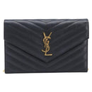 Saint Laurent Chain Shoulder Bag Leather Black Gold 393953 Auth 211431M-2