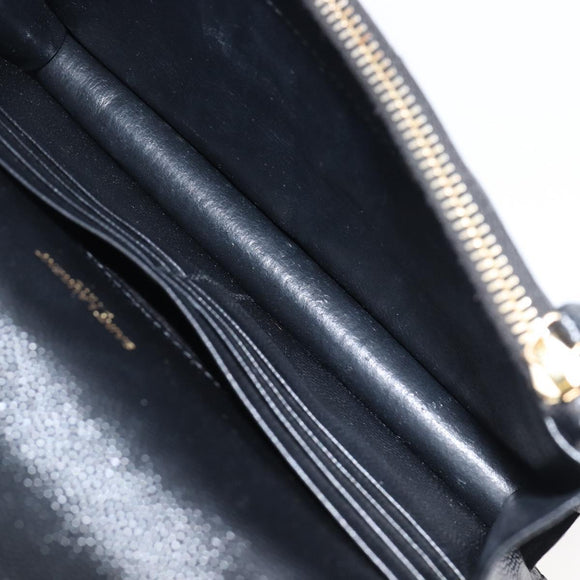 Saint Laurent Chain Shoulder Bag Leather Black Gold 393953 Auth 211431M
