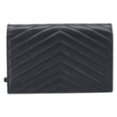 Saint Laurent Chain Shoulder Bag Leather Black Gold 393953 Auth 211431M-3