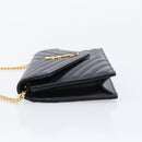 Saint Laurent Chain Shoulder Bag Leather Black Gold 393953 Auth 211431M-5
