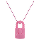 Chrome Hearts Flerknee Padlock Necklace rubber Pink Auth 211432M-1