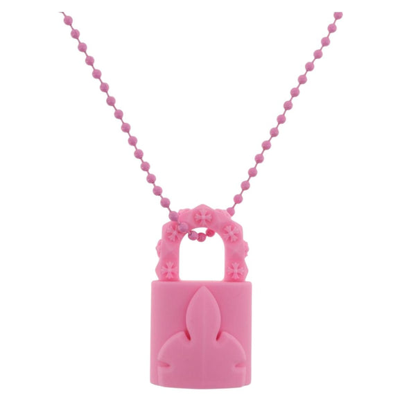 Chrome Hearts Flerknee Padlock Necklace rubber Pink Auth 211432M