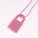Chrome Hearts Flerknee Padlock Necklace rubber Pink Auth 211432M-10