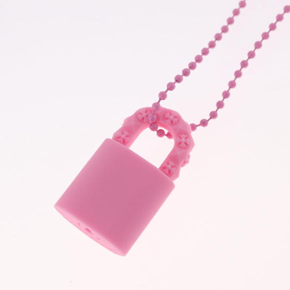 Chrome Hearts Flerknee Padlock Necklace rubber Pink Auth 211432M