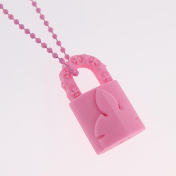 Chrome Hearts Flerknee Padlock Necklace rubber Pink Auth 211432M