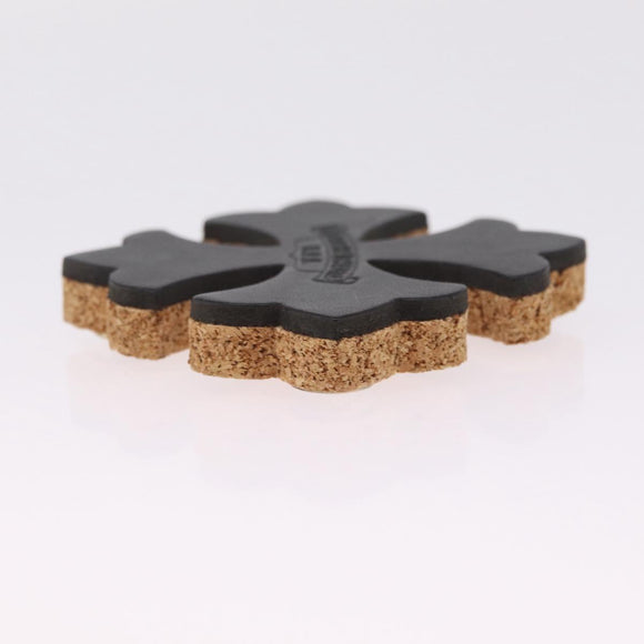 Chrome Hearts Coaster Leather Cork Black Auth 211433M