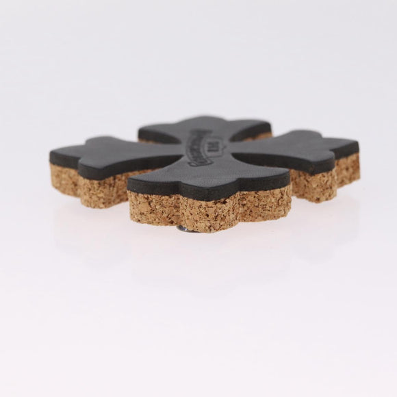 Chrome Hearts Coaster Leather Cork Black Auth 211433M