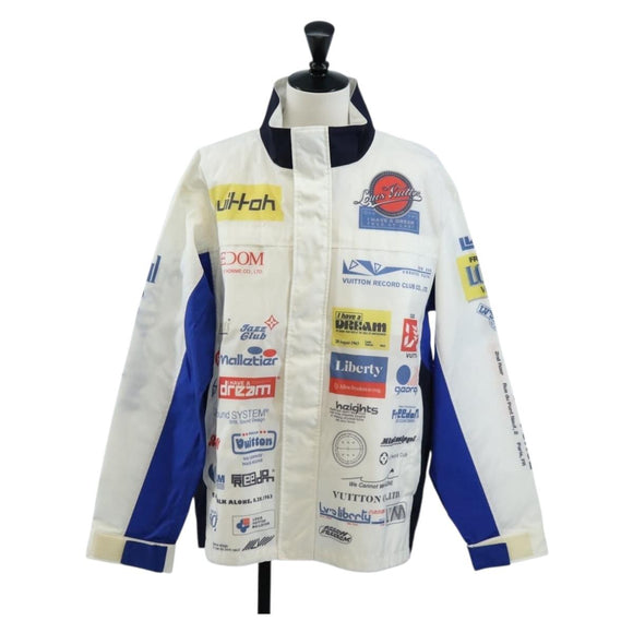 LOUIS VUITTON Multi Logo Jacket Nylon L White LV Auth 211434SAM
