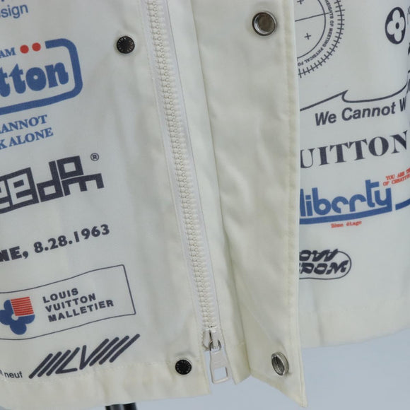 LOUIS VUITTON Multi Logo Jacket Nylon L White LV Auth 211434SAM