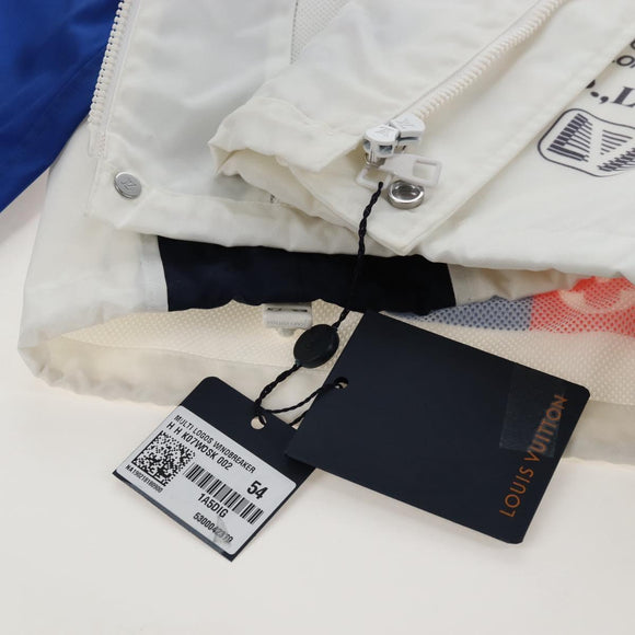 LOUIS VUITTON Multi Logo Jacket Nylon L White LV Auth 211434SAM