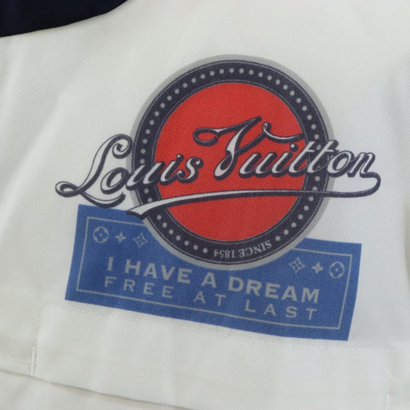 LOUIS VUITTON Multi Logo Jacket Nylon L White LV Auth 211434SAM