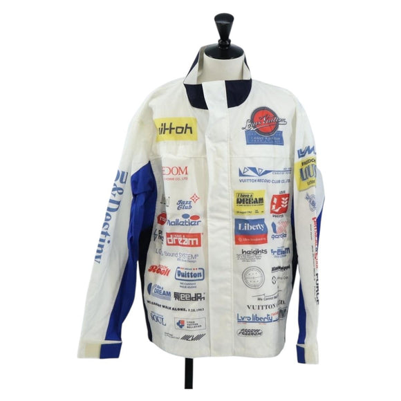 LOUIS VUITTON Multi Logo Jacket Nylon 50 White LV Auth 211435SAM