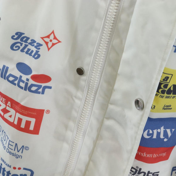 LOUIS VUITTON Multi Logo Jacket Nylon 50 White LV Auth 211435SAM
