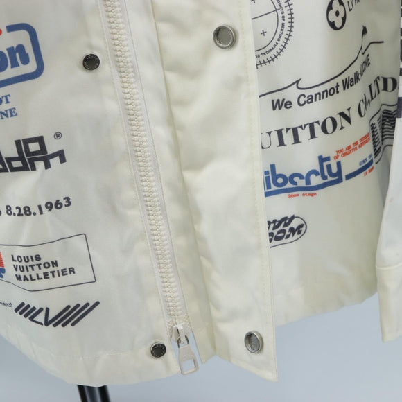 LOUIS VUITTON Multi Logo Jacket Nylon 50 White LV Auth 211435SAM