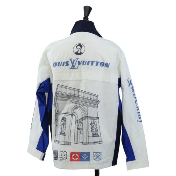 LOUIS VUITTON Multi Logo Jacket Nylon 50 White LV Auth 211435SAM