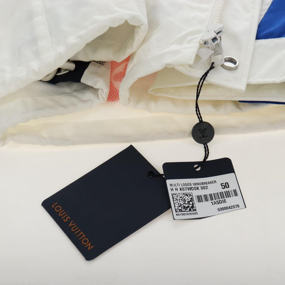 LOUIS VUITTON Multi Logo Jacket Nylon 50 White LV Auth 211435SAM