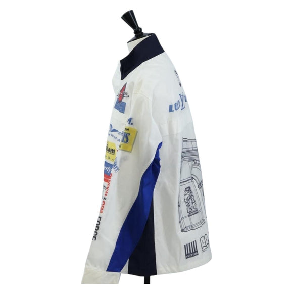 LOUIS VUITTON Multi Logo Jacket Nylon 50 White LV Auth 211435SAM