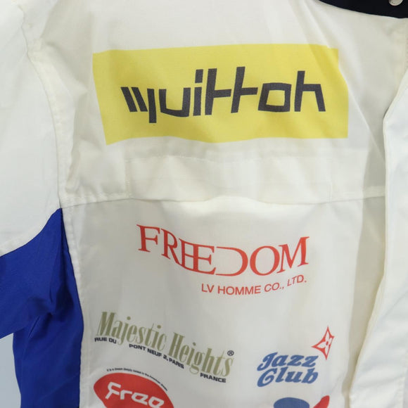 LOUIS VUITTON Multi Logo Jacket Nylon 50 White LV Auth 211435SAM