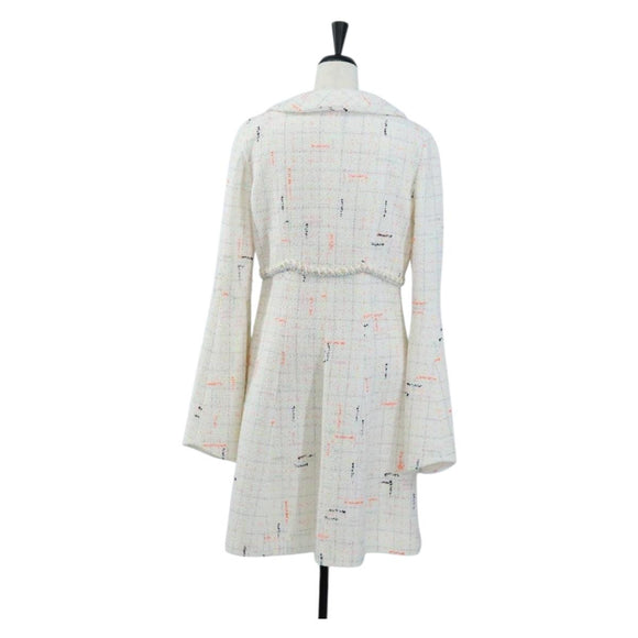 CHANEL Dress Tweed 40 White CC Auth 211437SAM
