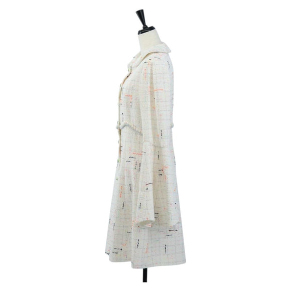 CHANEL Dress Tweed 40 White CC Auth 211437SAM