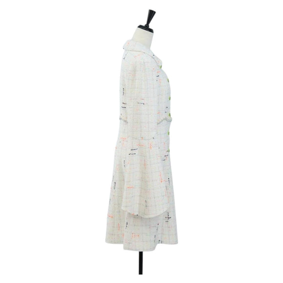 CHANEL Dress Tweed 40 White CC Auth 211437SAM