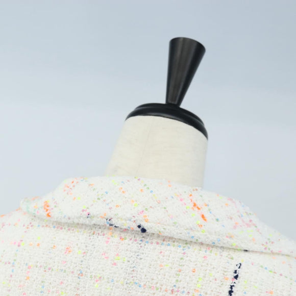CHANEL Dress Tweed 40 White CC Auth 211437SAM