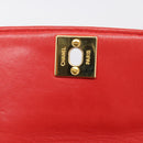 CHANEL Mademoiselle Chain Shoulder Bag Canvas Red Gold CC Auth 211443V-15