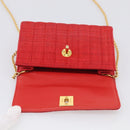 CHANEL Mademoiselle Chain Shoulder Bag Canvas Red Gold CC Auth 211443V-17