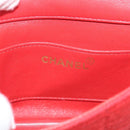 CHANEL Mademoiselle Chain Shoulder Bag Canvas Red Gold CC Auth 211443V-18