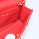 CHANEL Mademoiselle Chain Shoulder Bag Canvas Red Gold CC Auth 211443V-20