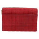 CHANEL Mademoiselle Chain Shoulder Bag Canvas Red Gold CC Auth 211443V-3