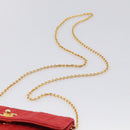 CHANEL Mademoiselle Chain Shoulder Bag Canvas Red Gold CC Auth 211443V-8